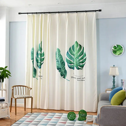 Banana leaf digital printing curtain null