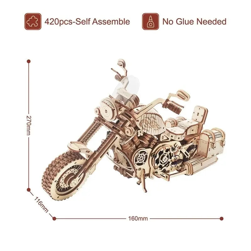 Robotime Rokr Cruiser Motorcycle DIY Wooden Model 420 Pcs Building Block Kits Funny Toys Gifts For Children Adults Dropshipping null