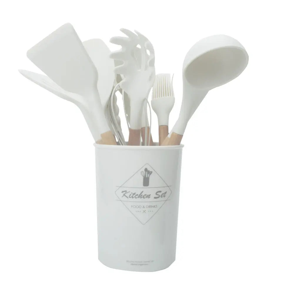 Silicone Kitchenware With Wooden Handle null