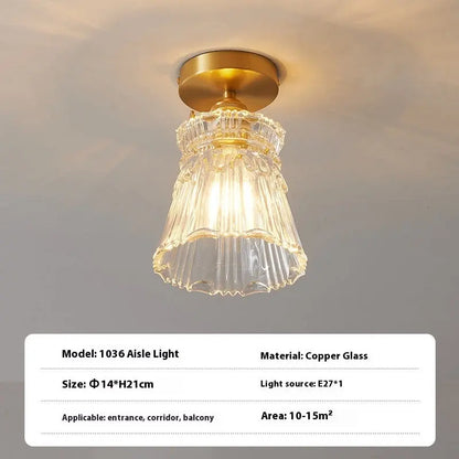 Brass Glass Ceiling Lamp Corridor Ceiling Lamp null