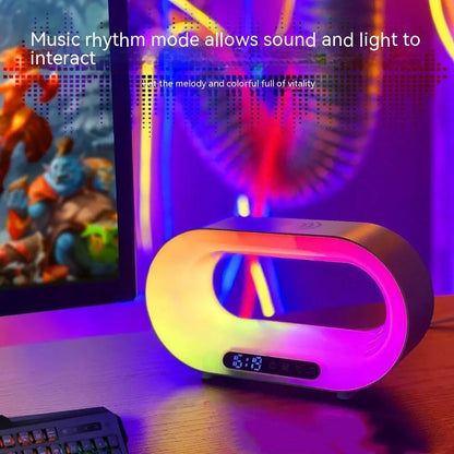 Multi-function 3 In 1 LED Night Light APP Control RGB Atmosphere Desk Lamp Smart Multifunctional Wireless Charger Alarm Clock null