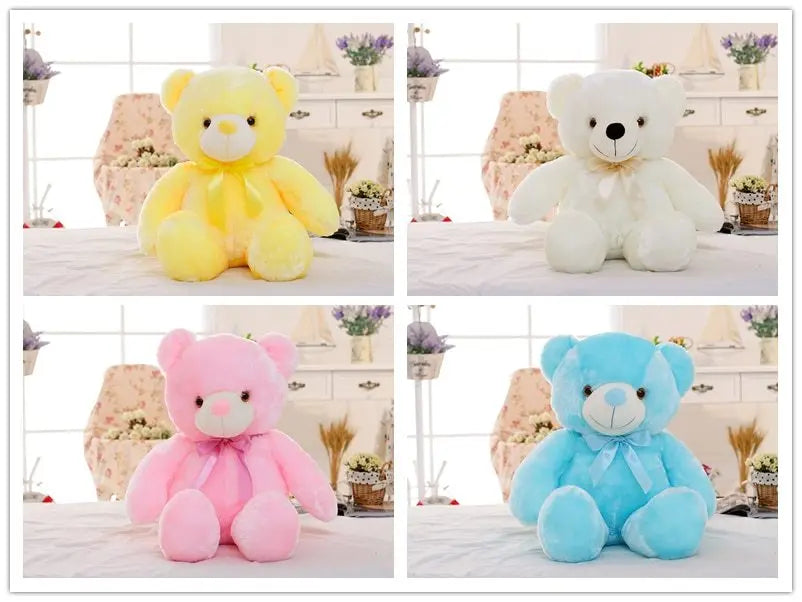 Creative Light Up LED Teddy Bear Stuffed Animals Plush Toy Colorful Glowing Christmas Gift For Kids Pillow null