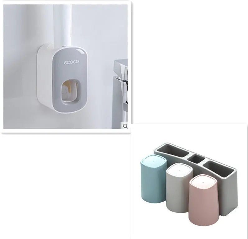 Wall Mounted Automatic Toothpaste Holder Bathroom Accessories Set Dispenser null