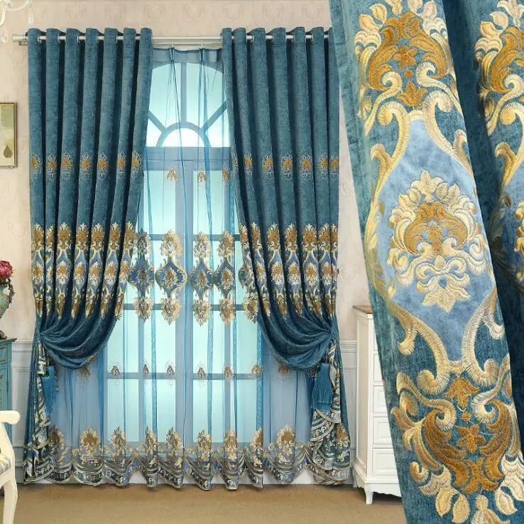 Embroidered Double-sided Chenille Velvet Embroidery Yarn European Curtain null