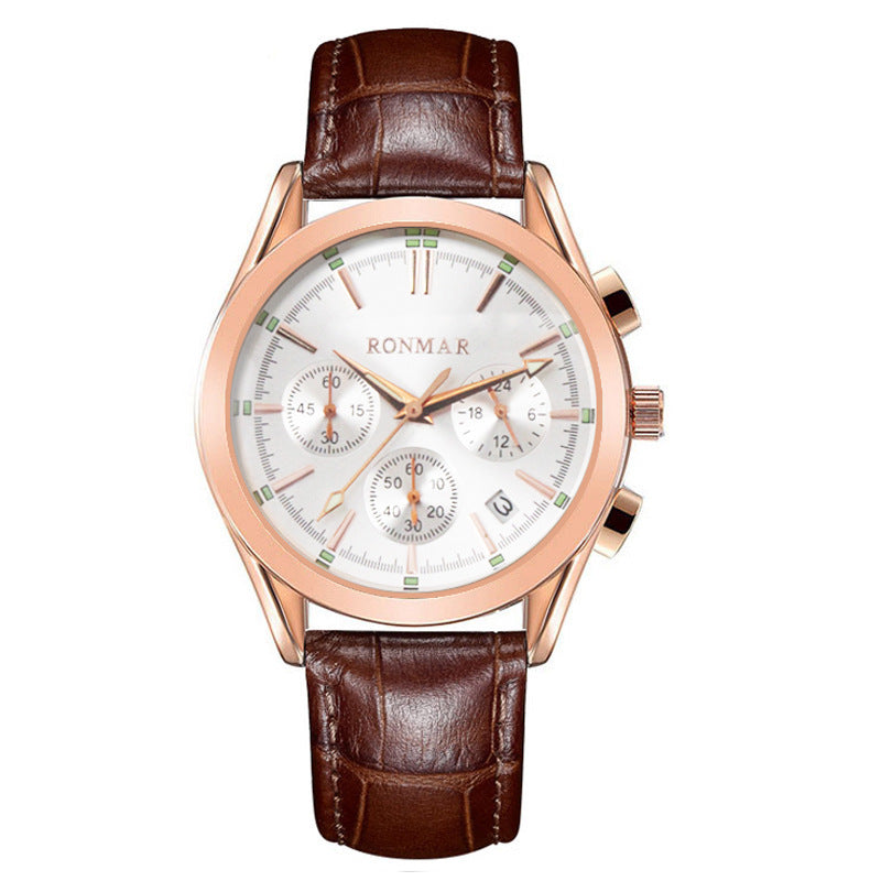 Six-pin quartz leather waterproof casual luminous watch null Six-pin quartz leather waterproof casual luminous watch