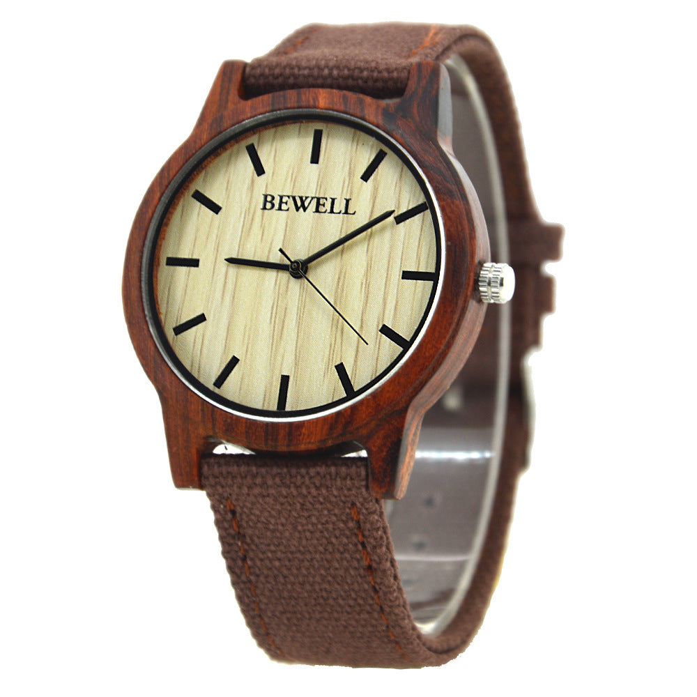 Simple canvas strap wooden watch null Simple canvas strap wooden watch