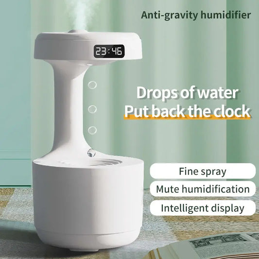 Bedroom Anti-Gravity Humidifier With Clock Water Drop Backflow Aroma Diffuser Large Capacity Office Bedroom Mute Heavy Fog Household Sprayer null