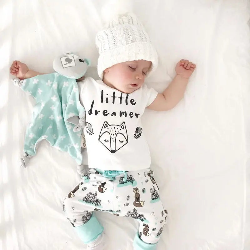 Newborn Baby Clothes Set T-shirt Tops Pants Little Boys and Girls Outfits null