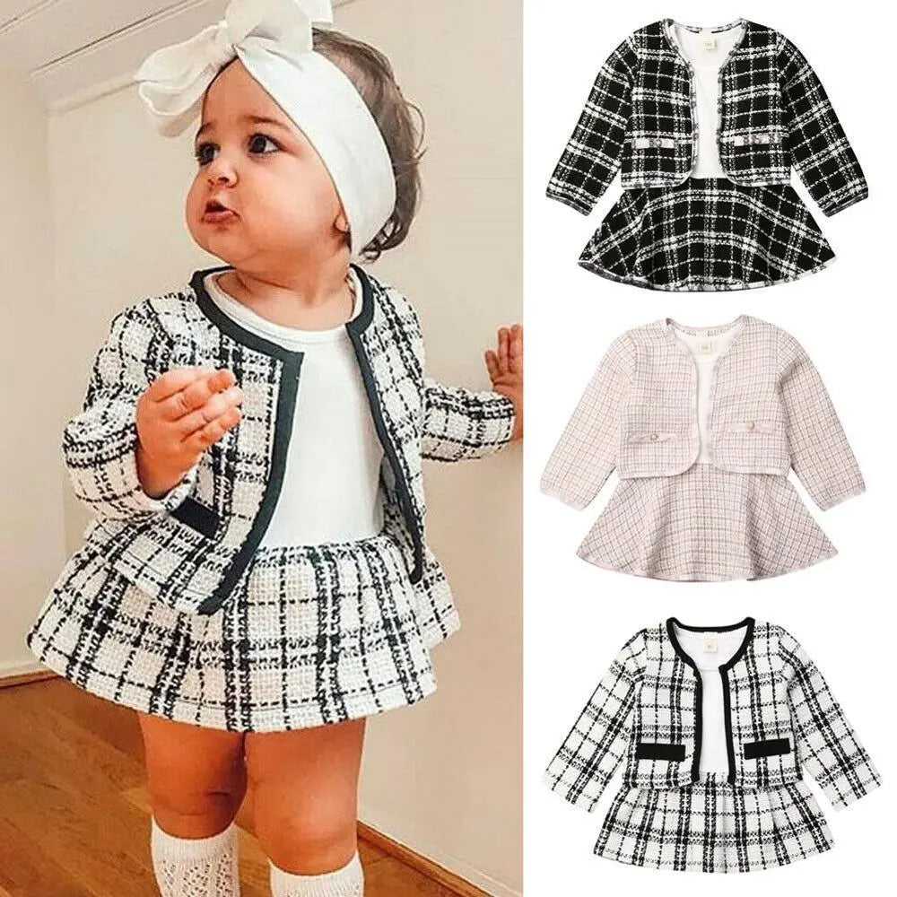 Long-sleeved Dresses Two-piece Children's Baby Small Incense Wind Suit null