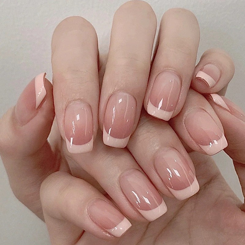 Oblique French Simple Wearing Manicure Finished Fake Nails null Oblique French Simple Wearing Manicure Finished Fake Nails Oblique French Simple Wearing Manicure Finished Fake Nails