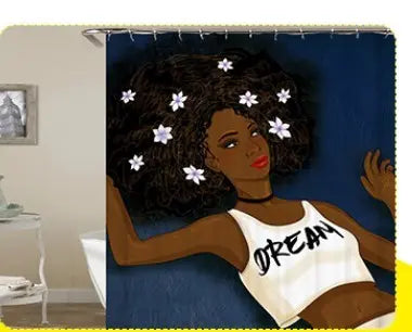 African girl digital print shower curtain null