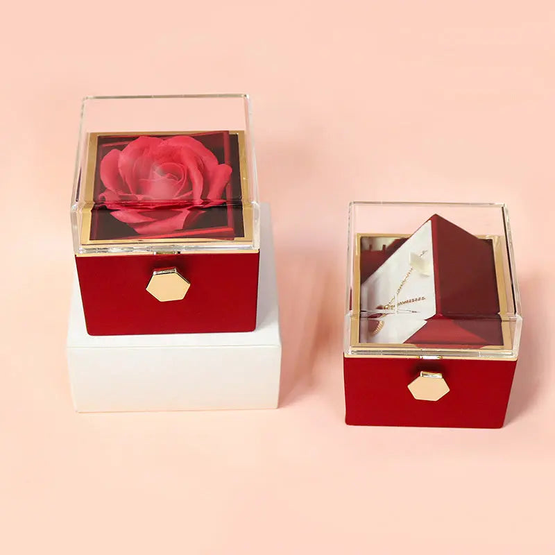 Rotating Soap Flower Rose Gift Box Creative Rotating Rose Jewelry Packaging Box Valentine's Day Gift For Women null