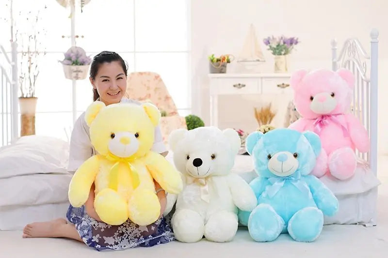 Creative Light Up LED Teddy Bear Stuffed Animals Plush Toy Colorful Glowing Christmas Gift For Kids Pillow null