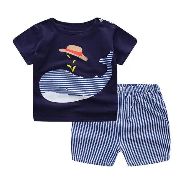 Cartoon Clothing Baby Boy Summer Clothes T-shirt Baby Girl Casual Clothing Sets null