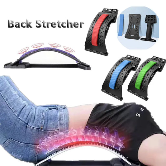 Back Stretcher Adjustable Back Cracker Massage Waist Neck Fitness Lumbar Cervical Spine Support Pain Relief null