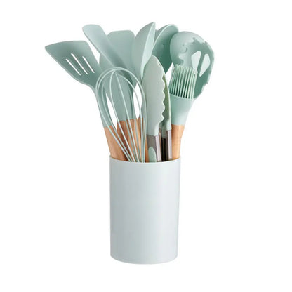 12-piece Silicone Kitchenware With Wooden Handle null