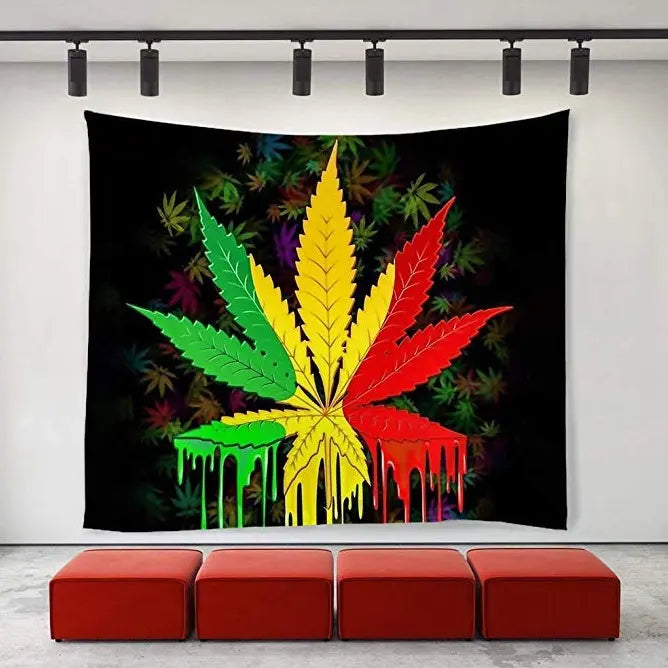 Blankigra Grass Hemp Leaf Tapestry Wall-mounted Tapestry null