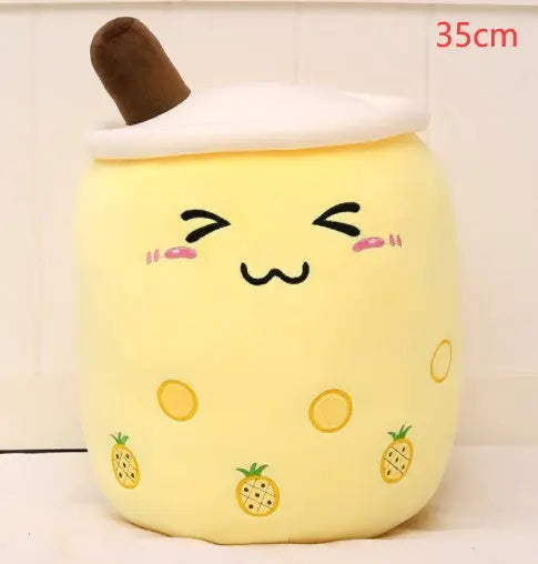 Cute Fruit Drink Plush Stuffed Soft Strawberry Milk Tea Plush Boba Tea Cup Toy Bubble Tea Pillow Cushion Kids Gift null