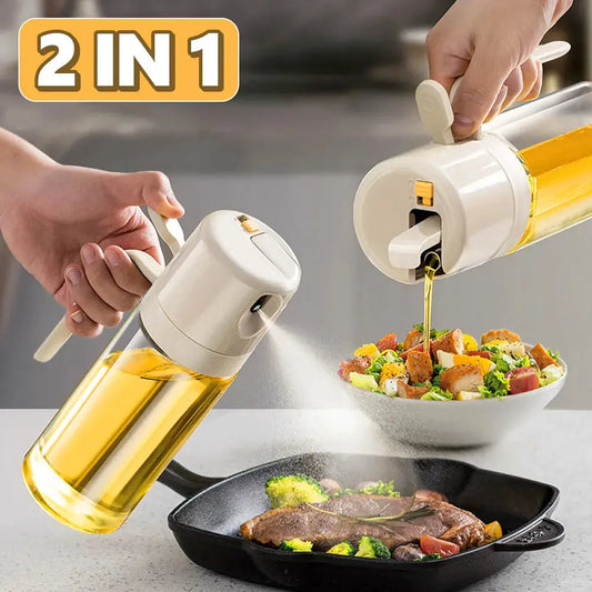 2 In 1 Oil Sprayer Bottle BBQ Cooking Oil Dispenser Olive Oil Pourers Sprayer Kitchen Baking Oil Mister Vinegar Bottle null