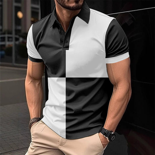 Casual Sports Short Sleeve Color Stitching Turnover Neck Polo Shirt Men Clothing null Casual Sports Short Sleeve Color Stitching Turnover Neck Polo Shirt Men Clothing