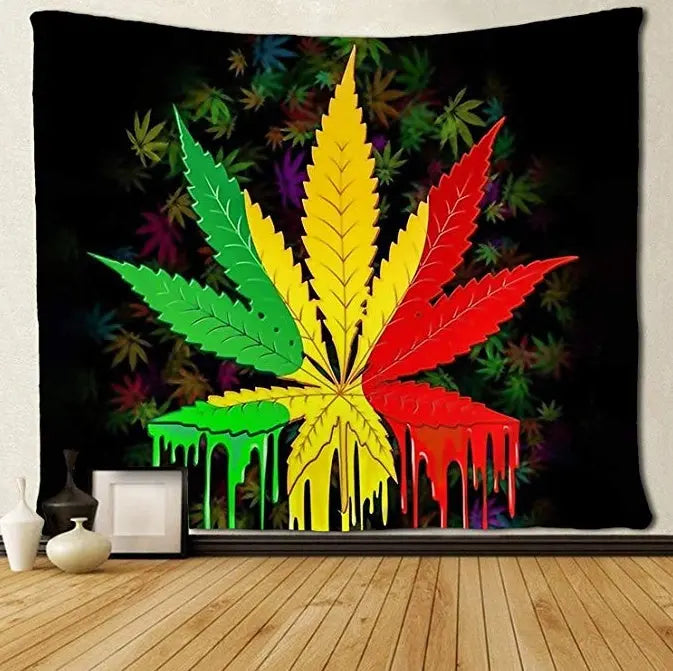 Blankigra Grass Hemp Leaf Tapestry Wall-mounted Tapestry null