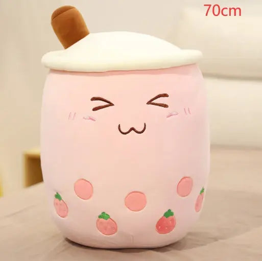 Cute Fruit Drink Plush Stuffed Soft Strawberry Milk Tea Plush Boba Tea Cup Toy Bubble Tea Pillow Cushion Kids Gift null