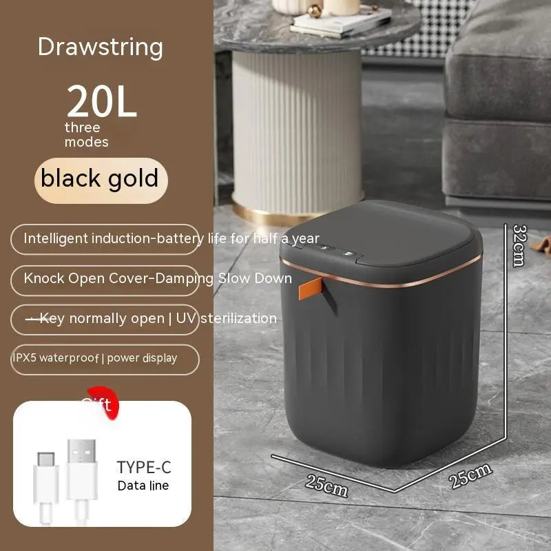 Smart Trash Can With Lid For Bedroom And Living Room Kitchen Storage Box Trash Can Induction Small Car Box Automatic Smart Dustbin Smart Trash Bin null