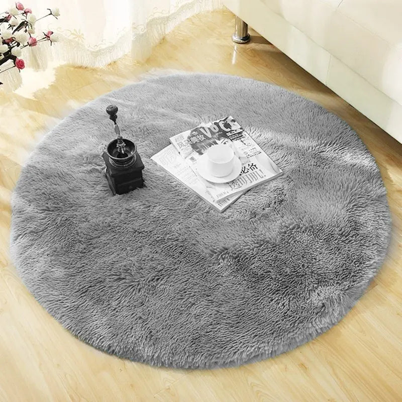 Fluffy Round Rug Carpets For Living Room Decor Faux Fur Carpet Kids Room Long Plush Rugs For Bedroom Shaggy Area Rug Modern Mat null