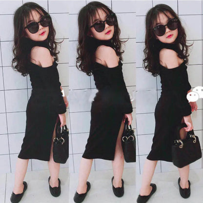 Spring and summer girls'' off shoulder dress children''s fashion children''s skirt bottomed skirt null