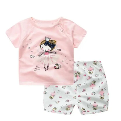 Cartoon Clothing Baby Boy Summer Clothes T-shirt Baby Girl Casual Clothing Sets null