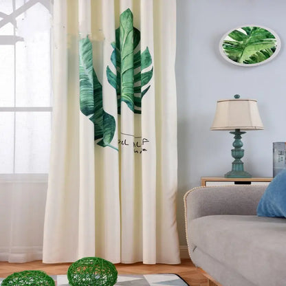 Banana leaf digital printing curtain null