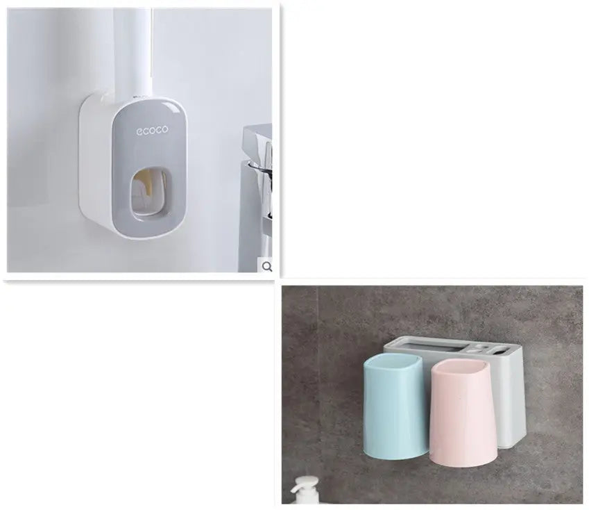 Wall Mounted Automatic Toothpaste Holder Bathroom Accessories Set Dispenser null