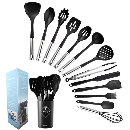 14-Piece Silicone Kitchenware With Stainless Steel Handle null