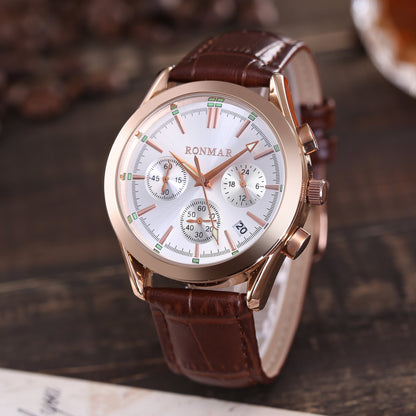 Six-pin quartz leather waterproof casual luminous watch null Six-pin quartz leather waterproof casual luminous watch