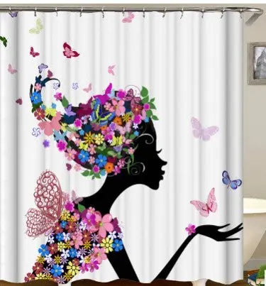 African girl digital print shower curtain null