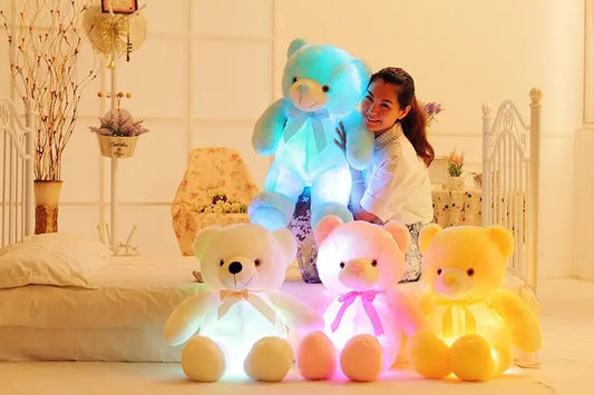 Creative Light Up LED Teddy Bear Stuffed Animals Plush Toy Colorful Glowing Christmas Gift For Kids Pillow null