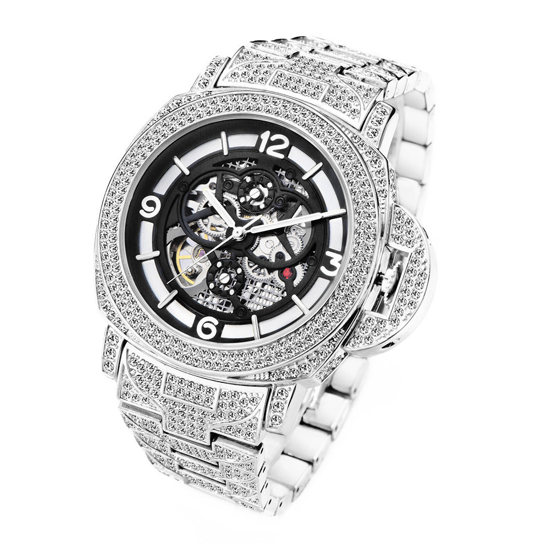 Men's Full Diamond Luminous Hollow Out Bottom Mechanical Watch null Men's Full Diamond Luminous Hollow Out Bottom Mechanical Watch