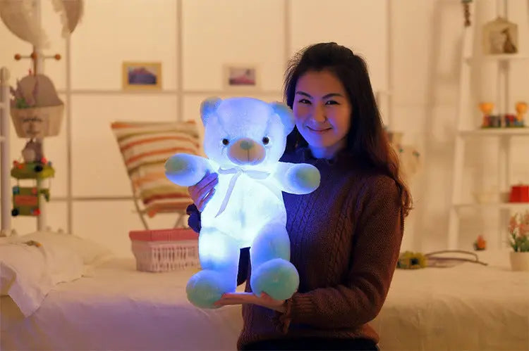 Creative Light Up LED Teddy Bear Stuffed Animals Plush Toy Colorful Glowing Christmas Gift For Kids Pillow null