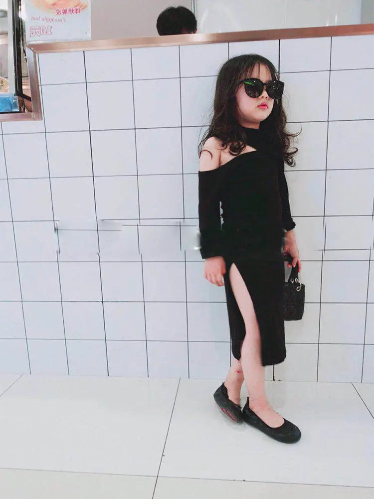 Spring and summer girls'' off shoulder dress children''s fashion children''s skirt bottomed skirt null