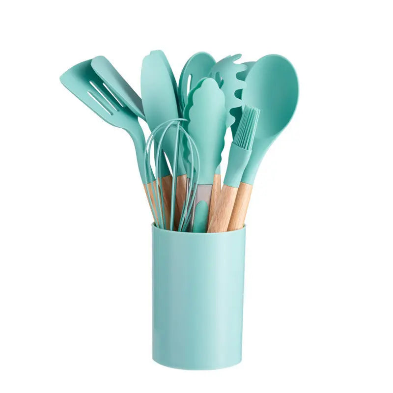 12-piece Silicone Kitchenware With Wooden Handle null