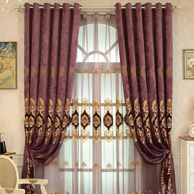 Embroidered Double-sided Chenille Velvet Embroidery Yarn European Curtain null