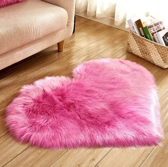 Plush Heart Shaped Carpet Non-Slip Mat Fluffy Rug Floor Mat Blanket Sofa Cushion Foot Pad Carpets For Living Room Home Decor null