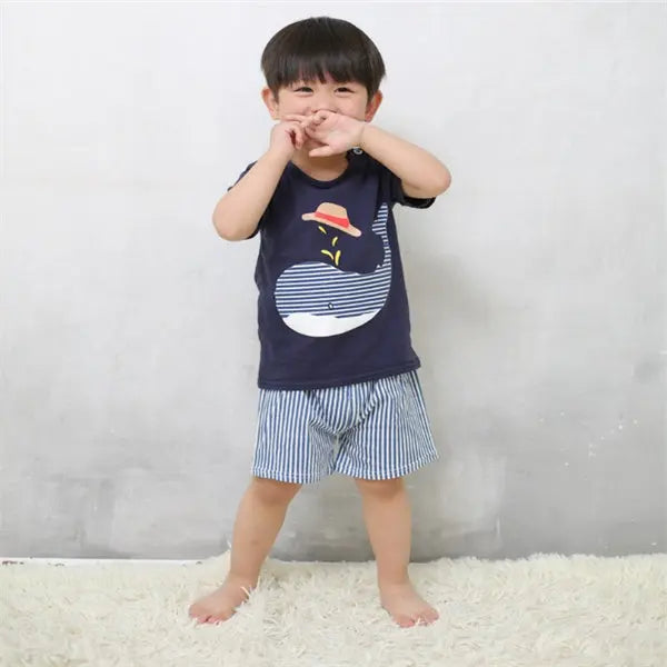 Cartoon Clothing Baby Boy Summer Clothes T-shirt Baby Girl Casual Clothing Sets null