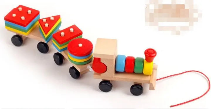 Wooden Train Three-section Tractor Toy Children's Intelligence Puzzle Toys Educational Toys null