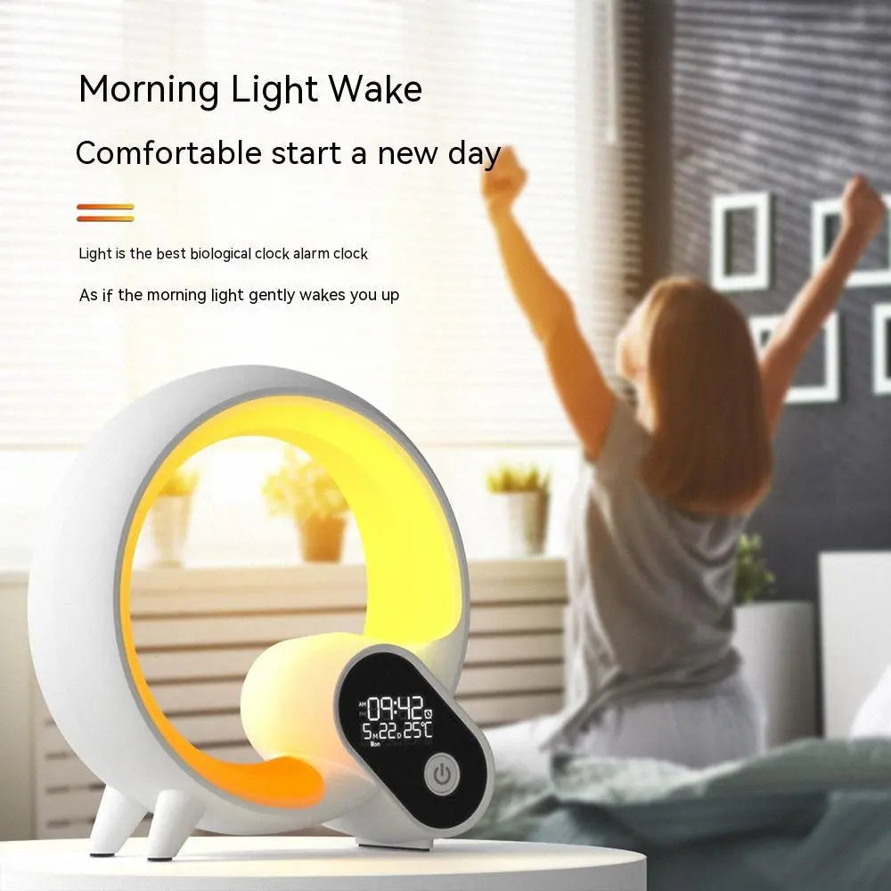 Creative Q Light Analog Sunrise Digital Display Alarm Clock Bluetooth Audio Intelligent Wake-up Q Colorful Atmosphere Light null