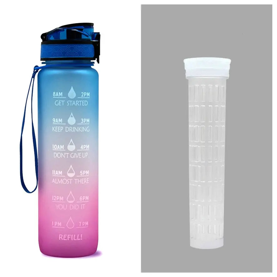 1L Tritan Water Bottle With Time Marker Bounce Cover Motivational Water Bottle Cycling Leakproof Cup For Sports Fitness Bottles null