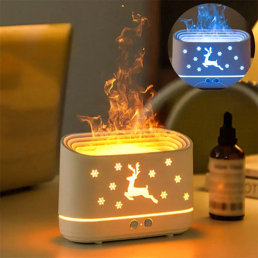 Elk Flame Humidifier Diffuser Mute Household Atmosphere Lamp Christmas Home Decorations null