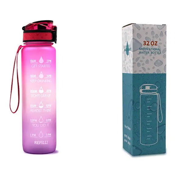 1L Tritan Water Bottle With Time Marker Bounce Cover Motivational Water Bottle Cycling Leakproof Cup For Sports Fitness Bottles null