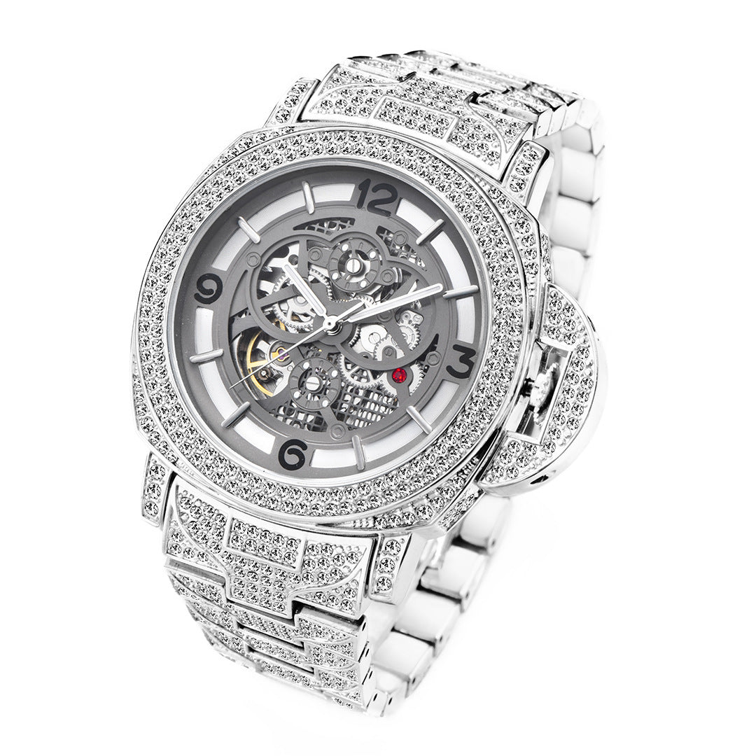 Men's Full Diamond Luminous Hollow Out Bottom Mechanical Watch null Men's Full Diamond Luminous Hollow Out Bottom Mechanical Watch