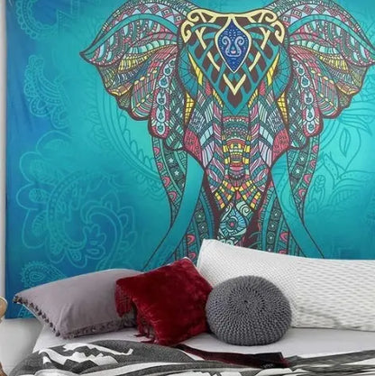 Turquoise Great Elephant Tapestry null